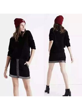 NWT Madewell Embellished Women's Mini Skirt Black Size 2 Pockets Lined Boho